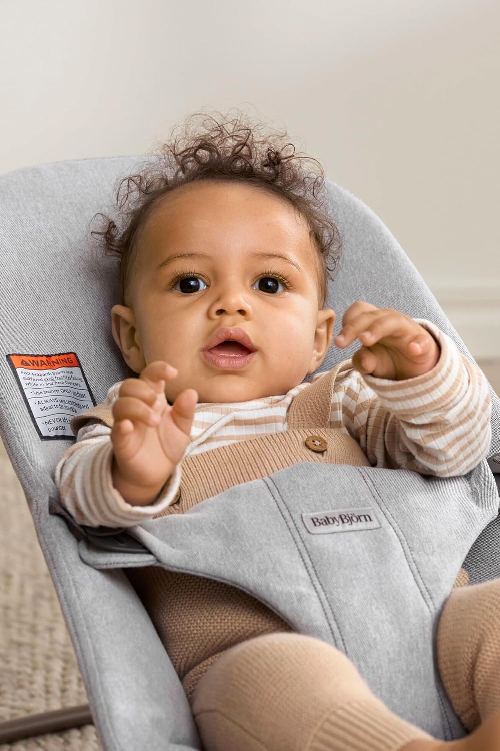 BabyBjörn Bouncer Bliss, Woven Mélange, Light Grey | 2-in-1 Adjustable Baby Bouncer Seat and Toddler Chair, Newborn to Toddler (8-29 lbs), 4 Positions, Lightweight & Portable