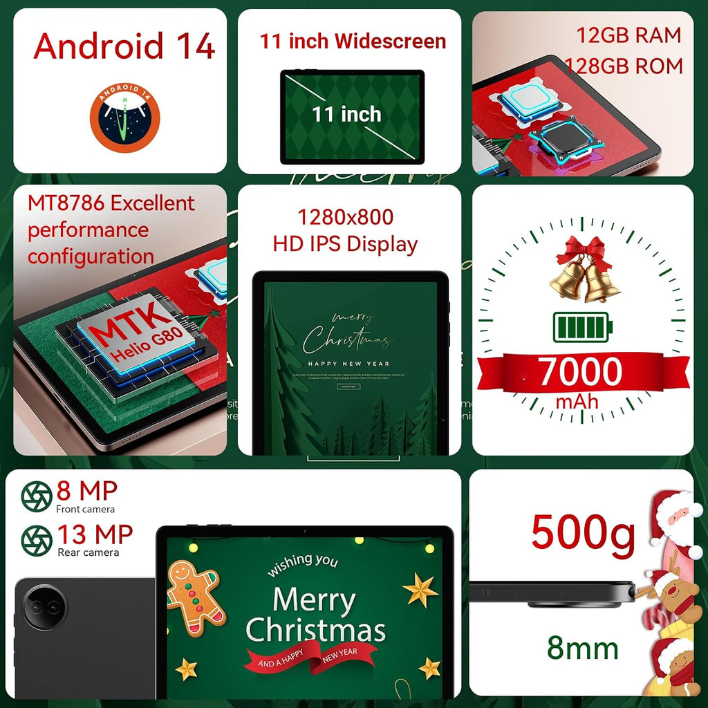 DigiLand 2025 Android 14 Tablet 11 inch Gaming Tablets MediaTek Helio G99 Octa-Core FHD 1920 * 1200 Display Android Tablet (G80 4+128GB)
