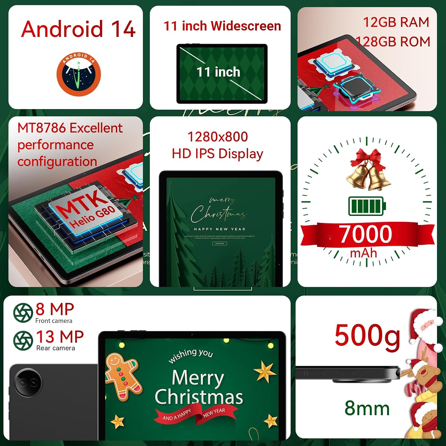 DigiLand 2025 Android 14 Tablet 11 inch Gaming Tablets MediaTek Helio G99 Octa-Core FHD 1920 * 1200 Display Android Tablet (G80 4+128GB)