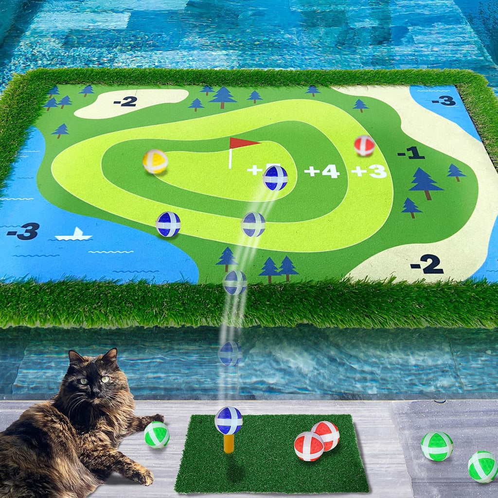 Cupohus Giant Size Stable Floating Golf Green for Pool-47'x 35' Floating Chipping Green Practice Mat, Adult Fun Backyard Water Golf Game Gift, Support Training Competition for 4 Golfers (Simple Model)