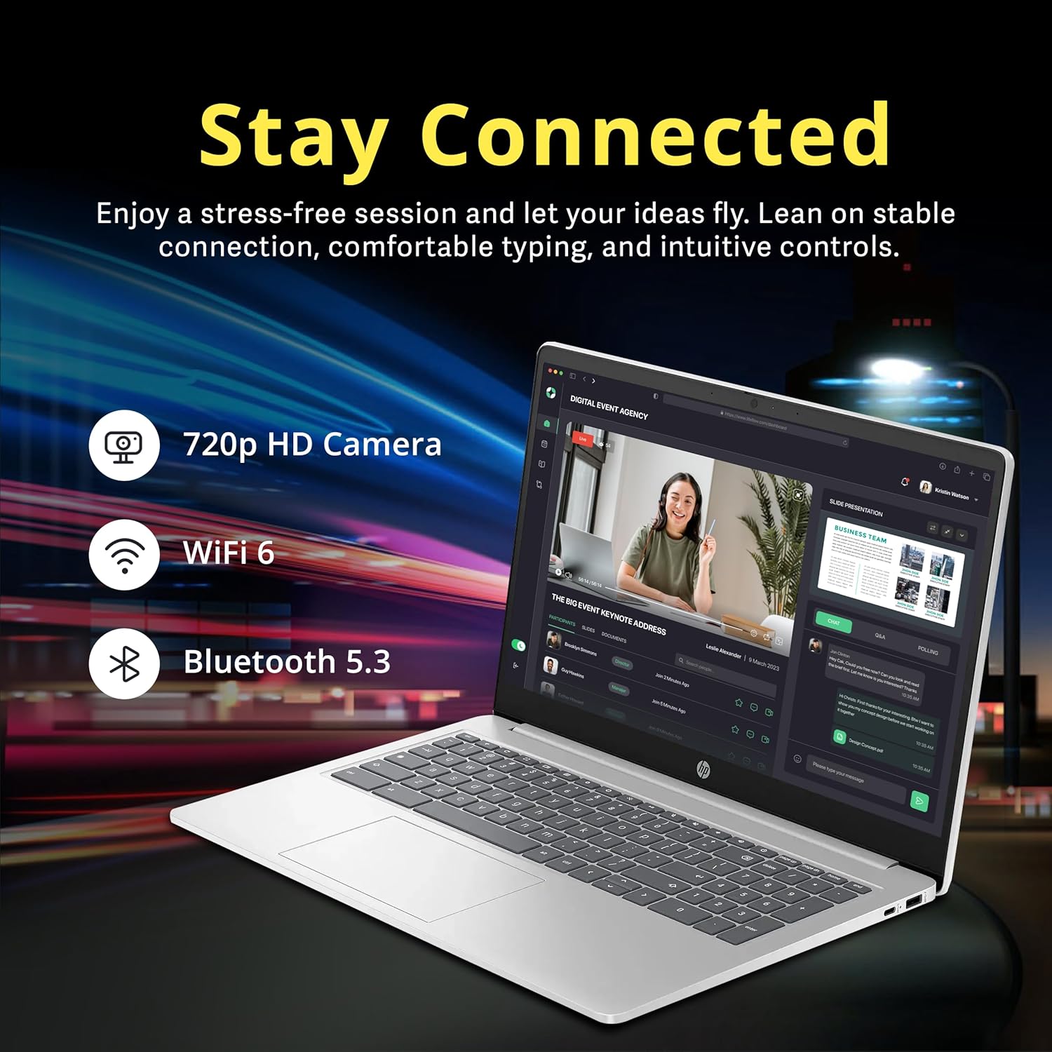 HP 15.6' HD Anti-Glare Chromebook Laptop, Intel Pentium N200, 8GB LPDDR5, 576GB Storage (64GB eMMC+512GB Docking Station Set), Intel UHD Graphics, Num Pad, 720p Camera, Wi-Fi 6, Chrome OS, Silver