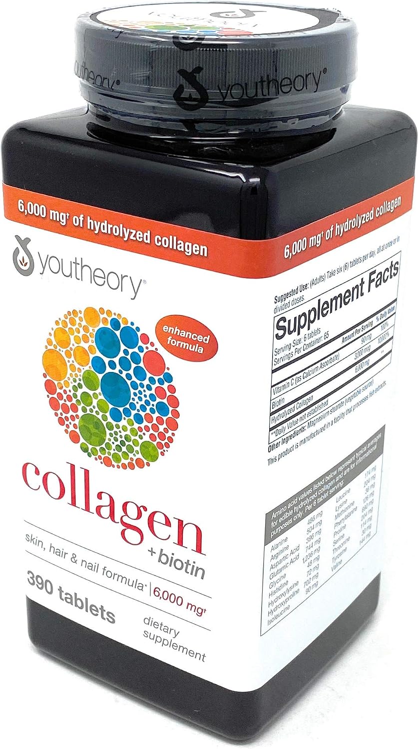 youtheory Collagen Plus Biotin, 390 Tablets (5 Pack)