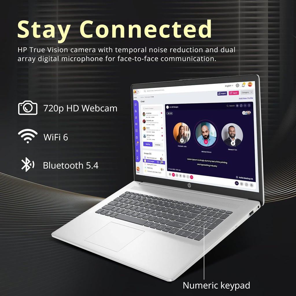 HP 17.3' HD+ Touchscreen Laptop, AMD Ryzen 5 7430U, 16GB RAM, 1.16TB Storage (1TB SSD+160GB Docking Station Set), AMD Radeon Graphics, Numeric Keypad, Wi-Fi 6, HD Webcam, Windows 11 Home, Silver