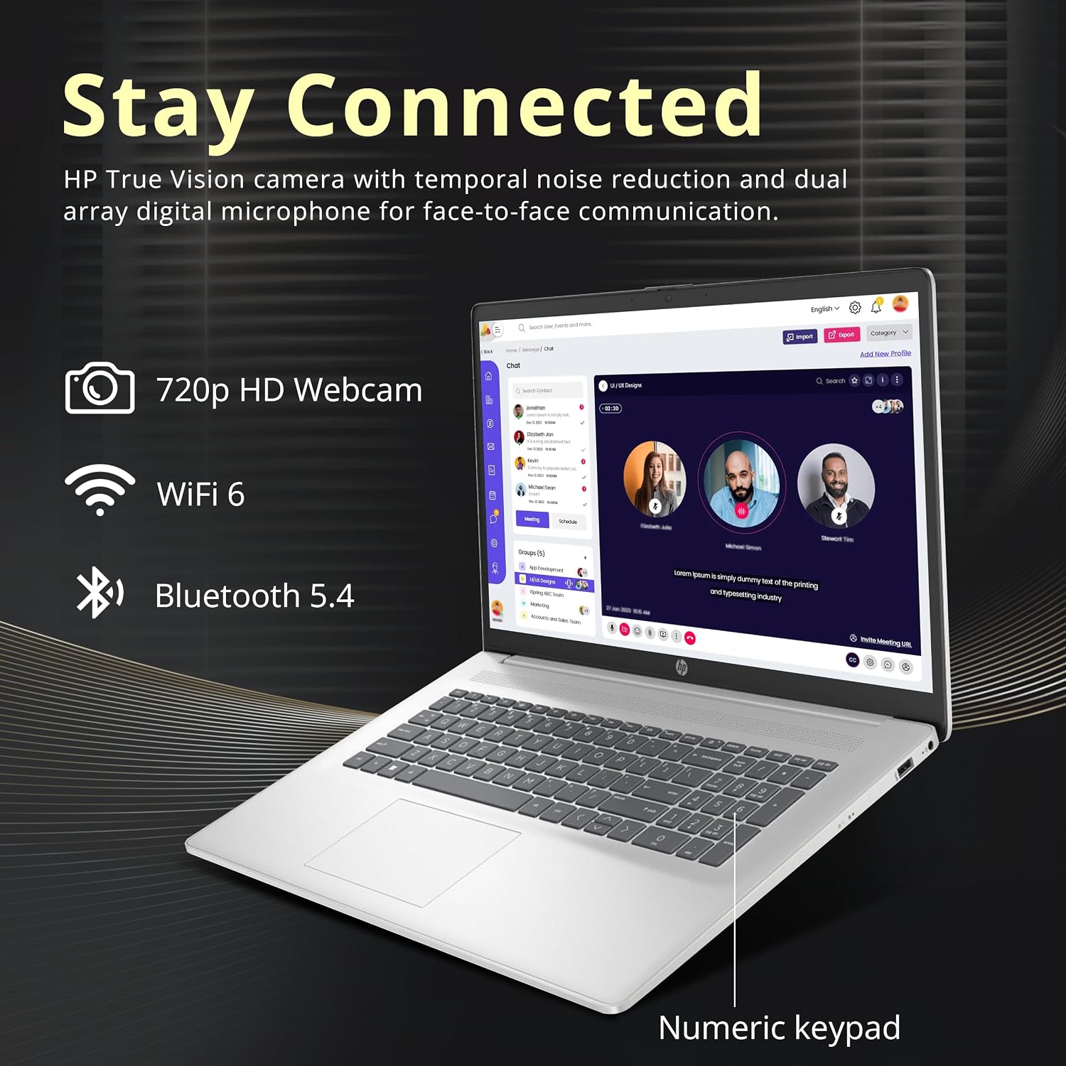 HP 17.3' HD+ Touchscreen Laptop, AMD Ryzen 5 7430U, 32GB RAM, 1.16TB Storage (1TB SSD+160GB Docking Station Set), AMD Radeon Graphics, Numeric Keypad, Wi-Fi 6, HD Webcam, Windows 11 Home, Silver