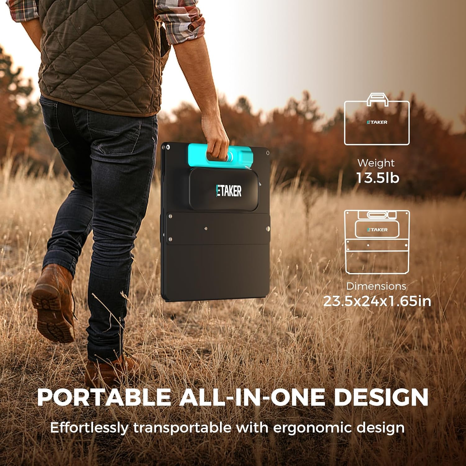 200W Portable Solar Panel, 200 Watt for Portable Power Station Solar Generation, Foldable Solar Charger with Carry Case,IP65 for Outdoor, RVs, Backyard etc