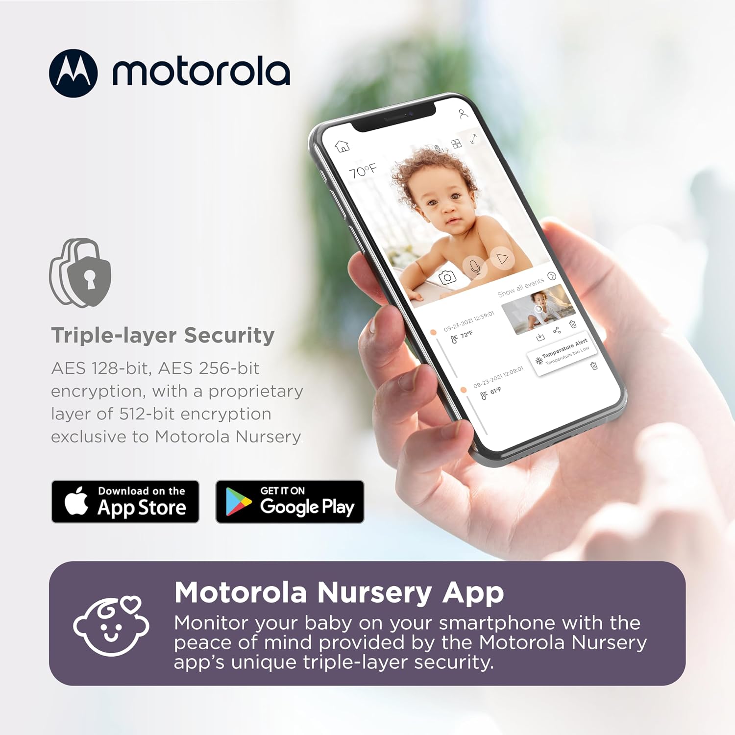 Motorola Nursery WiFi Video Baby Monitor with Camera and Audio, 5' Screen, HD PIP1510 Connect, 1000ft Range, Wall Mount, 2-Way Audio, Lullabies, Temperature Sensor, Zoom, Tilt
