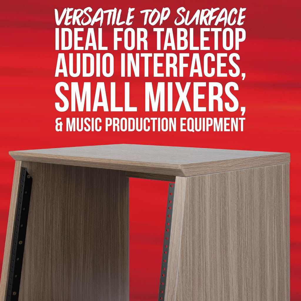 Gator Frameworks Elite Furniture Series 12U Angled Studio Rack with Locking Casters, Natural Maple Finish (GFW-ELITESTUDIORK12-MPL)