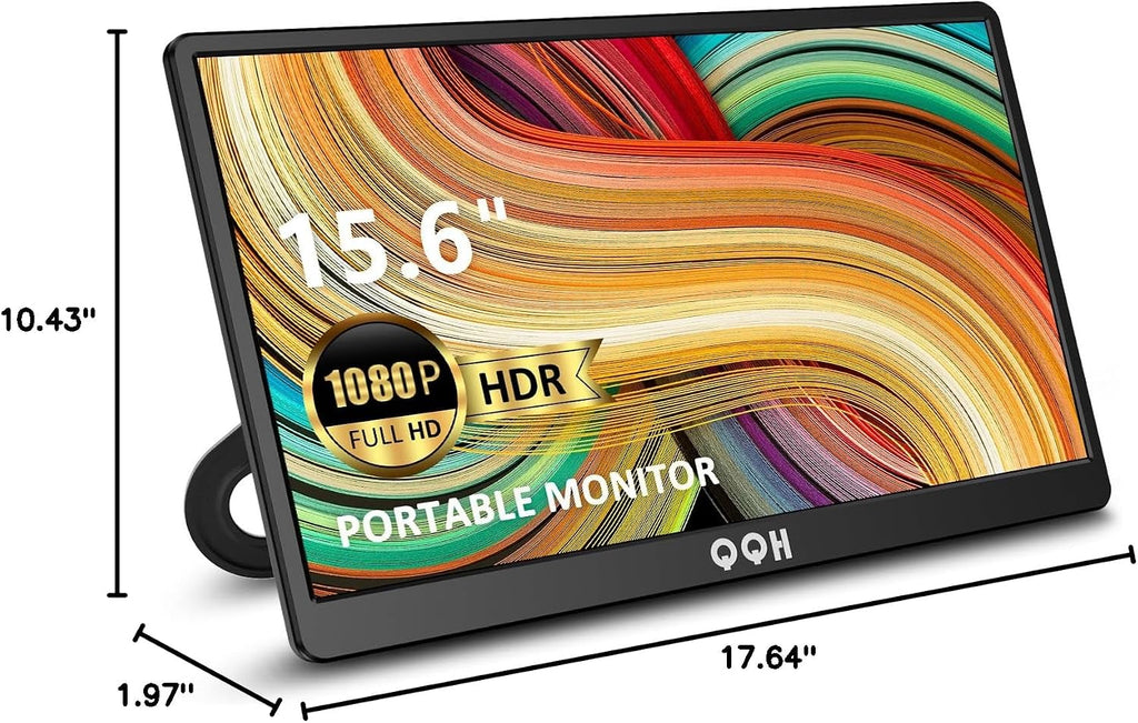 QQH Portable Monitor, 15.6' Portable Travel Monitor for Laptop 1080P FHD IPS Second Screen, USB C HDMI External Gaming Monitor Display for Computer Phone PC PS4 PS5 Xbox Switch (Z1-9)