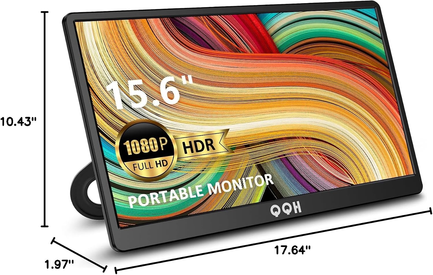 QQH Portable Monitor, 15.6' Portable Travel Monitor for Laptop 1080P FHD IPS Second Screen, USB C HDMI External Gaming Monitor Display for Computer Phone PC PS4 PS5 Xbox Switch (Z1-9)