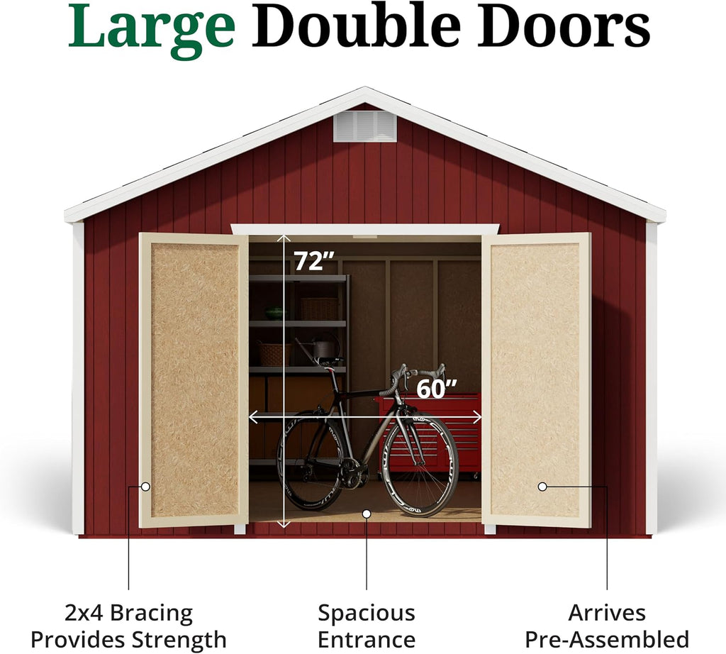 Little Cottage Co. 12x16 Classic Gable Shed, Outdoor Wood Storage Do-It-Yourself Precut Kit