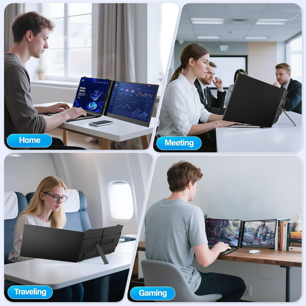 Ultra Thin Laptop Screen Extender Monitor Portable,14.2' 1080P FHD Lightweight Dual Screen,Portable Monitor for Laptop,Fit for 13-17' Laptops,Plug & Play Compatiable with Win/Mac/Chrome/Android/Switch