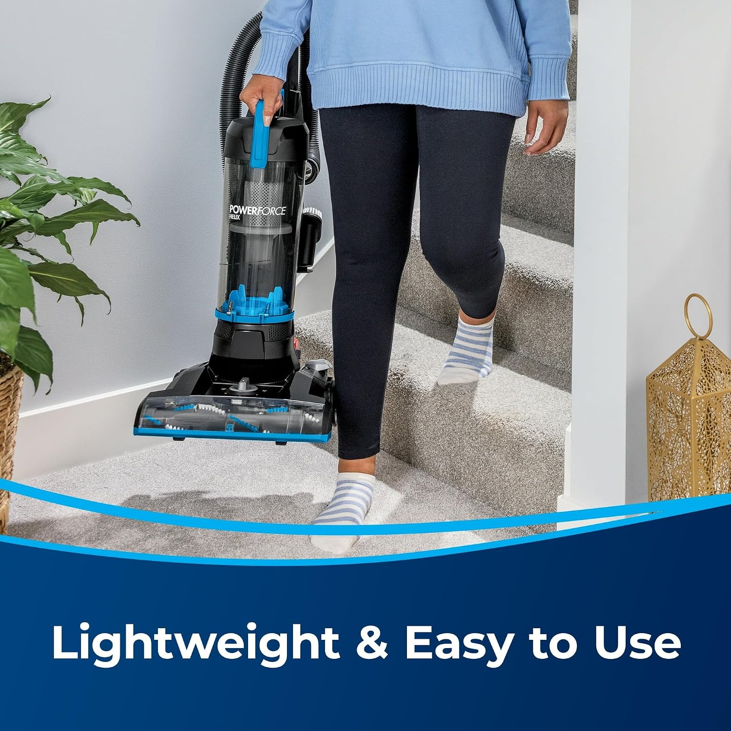 PowerForce Helix Bagless Upright Vacuum, Pet-Friendly, Powerful Suction for Carpet, Tile & Hardwood, Lightweight Design, Washable Filters, Scatter-Free Technology (Blue/Black)