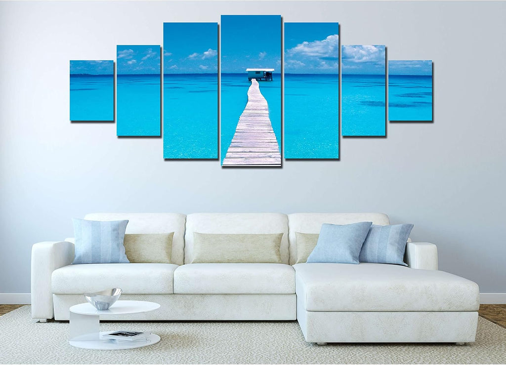 Startonight Huge Canvas Wall Art Summer Bridge Beach III - Large Framed Set of 7 40' x 95'