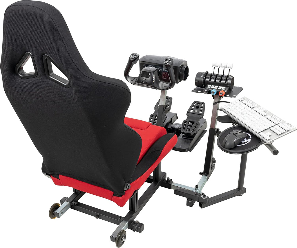 SimFab Modular Flight Simulator Pit For General, Civil and Commercial Aviation, MSFS Edition, Compatible With Logitech, Honeycomb, Turtle Beach, CH Products (Red)