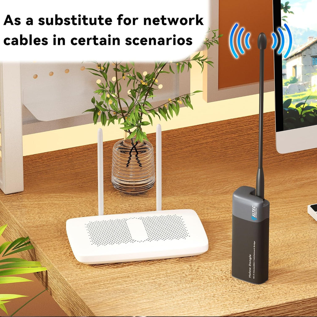 Heltec Wireless Bridge Point to Point Outdoor – WiFi Bridge 3300 feet Long-Range Transmission, 802.11ah WiFi HaLow Dongle with Atenna Ethernet Cable (AP+STA Pair Set)