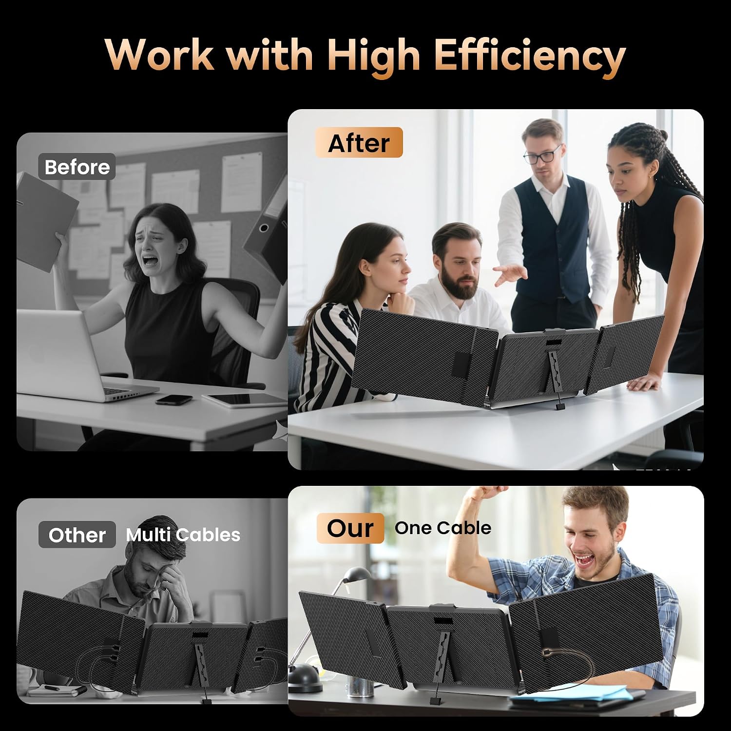 BOSII Laptop Screen Extender Portable - Ultra-Thin 14' FHD Dual Extended Monitor Display Travel Work for 14-17' Laptops Compatible with Windows/Mac