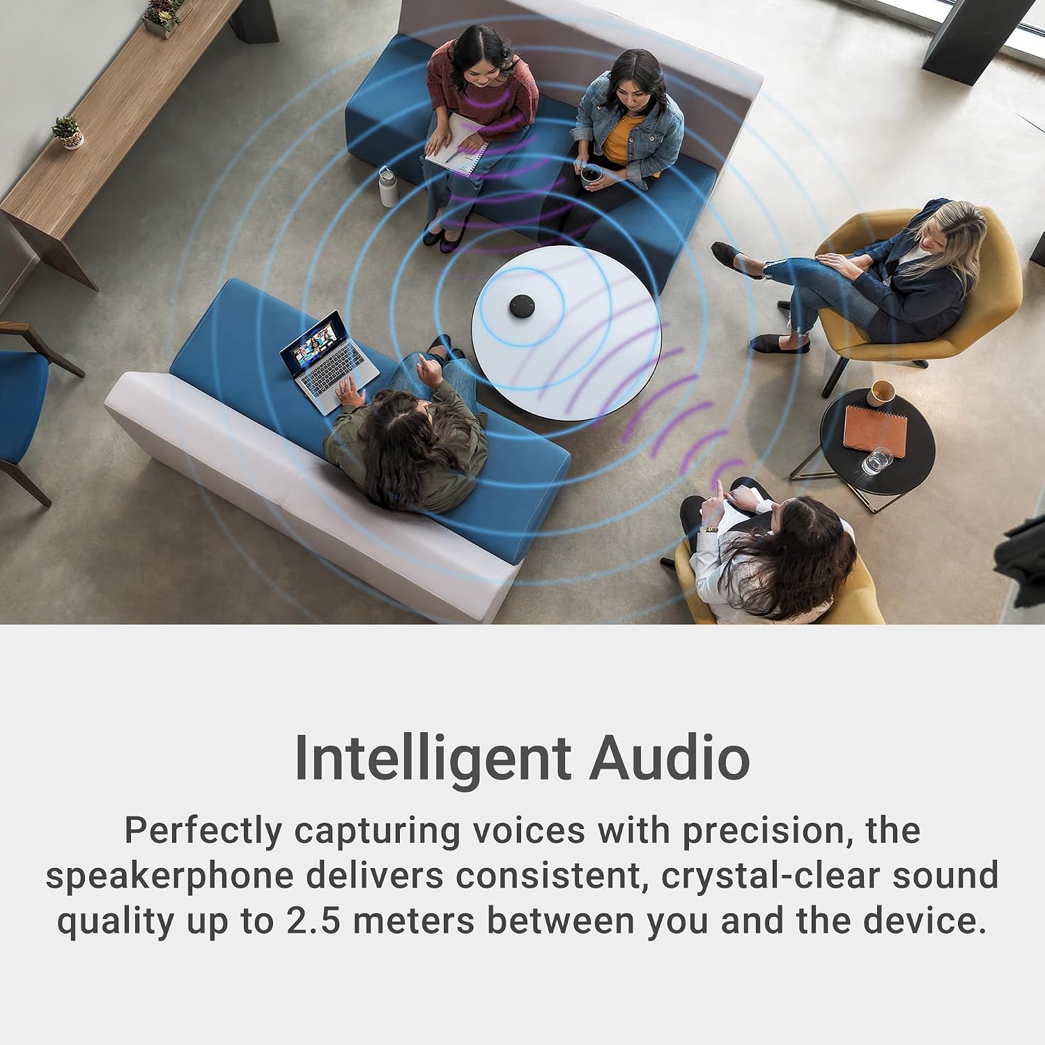 Dell Pro Plus Wireless Speakerphone - SL525 - USB-C, Zoom/Microsoft Teams Certified, Wired/Wireless, Bluetooth 5.3, Omni-Directional, AI-Based Noise Cancellation