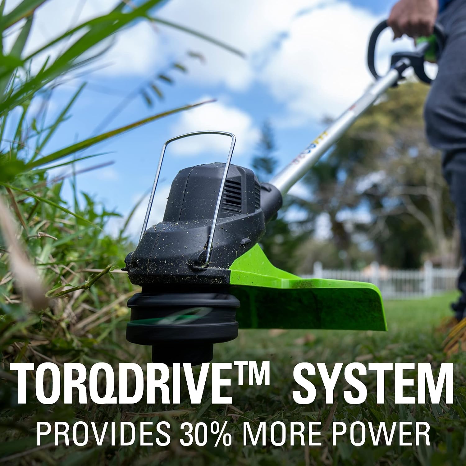 Greenworks 48V (24V x 2) 15' String Trimmer, (2) 2Ah Batteries and 4A Dual Port Charger Included