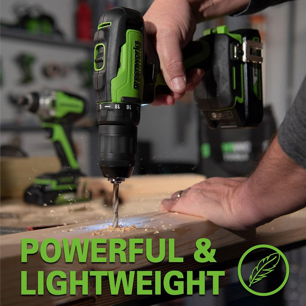 Greenworks 48V (2 x 24V) 17' Brushless Cordless Lawn Mower + 24V Drill / Driver, (2) 4.0Ah USB Batteries (USB Hub) and Dual Port Rapid Charger Included