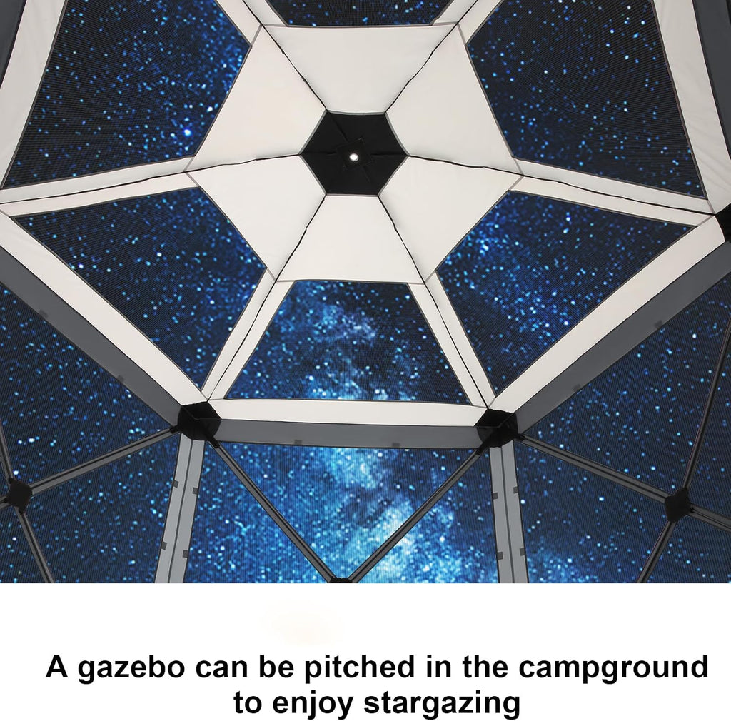 COBIZI 12x12 FT Pop Up Canopy Extendable Tent, Gazebos On Clearance With Removable Roof, Screened In Gazebo,Screen Tents Portable carpas para patio for Outdoor Camping,Backyard, Garden, Grey(Upgraded)