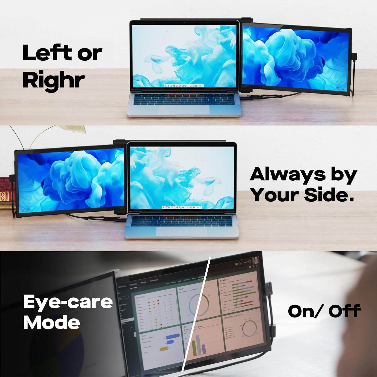 2026 Mobile Pixels Duex Plus DS 13.3' Portable Monitor, USB Type-C/HDMI Plug and Play Laptop Screen Extender, FHD 1080P Laptop Monitor, Compatible with Windows/Mac