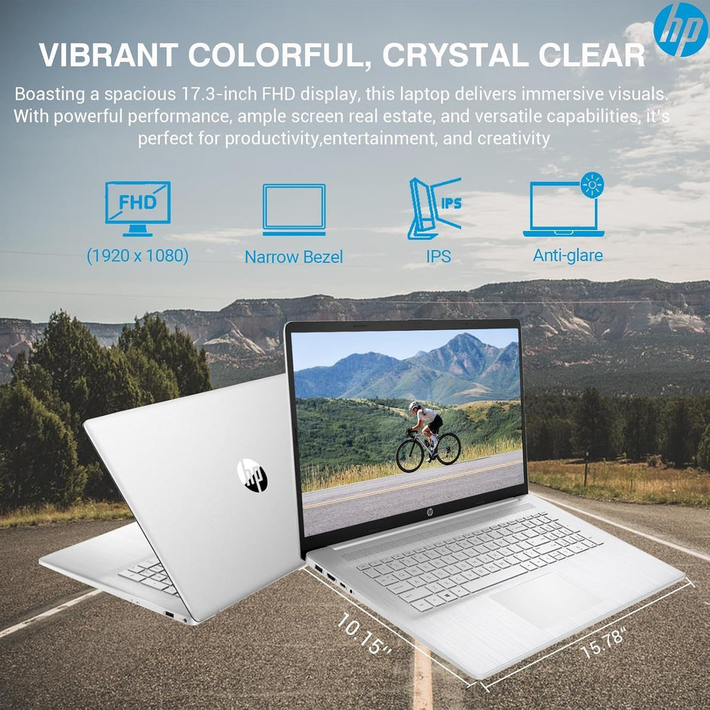HP 17 Laptop Essential Computer, 17.3 IPS FHD Business PC, 6-Core AMD Ryzen 5, 32GB RAM, 1.5TB Storage (1TB SSD + 500GB Ext), Windows 11 Pro Copilot AI Lifetime Office, HubxcelAccesory, Number Pad