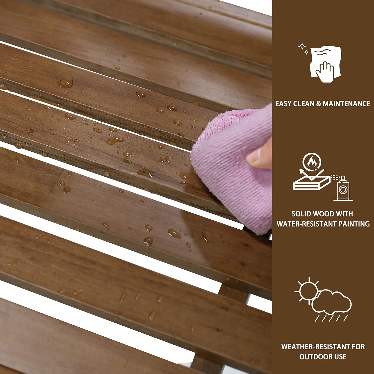 MUPATER Outdoor Patio Hanging Wooden Porch Swing 4FT with Chains, 2-Person Heavy Duty Swing Bench for Garden and Backyard, Wood Brown