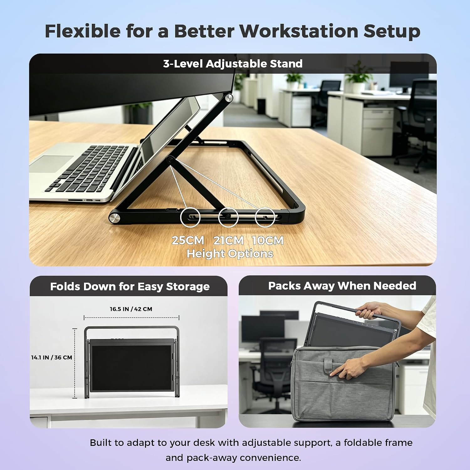 15.6 Inch Laptop Screen Extender, Triple Monitor for 11-18 Inch Laptops, FHD 1080P IPS Foldable Display with 360° Rotation, USB-C (DP Alt Mode) and HDMI for Windows and Mac