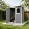 Resin Outdoor Storage Shed Kit Plastic Sheds Perfect to Store Patio Furniture, Garden Tools Bike Accessories, Beach Chairs and Lawn Mower, Grey (5x3 ft)