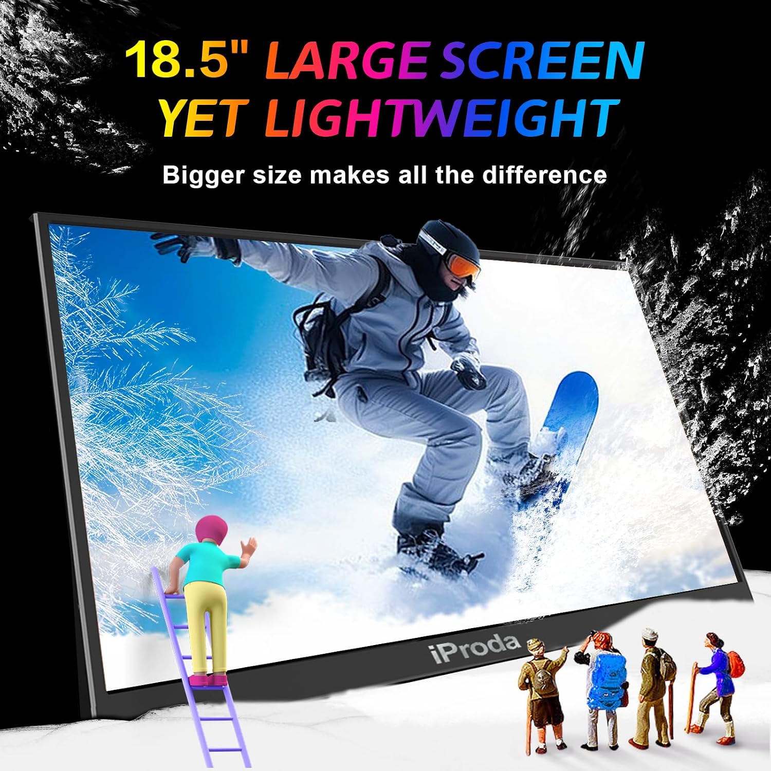 18.5' Portable Monitor 120Hz FHD 1080P, USB-C HDMI Laptop Screen Extender, Second Display for Laptop/PC/Mac/PS5/PS4/Switch, Travel Monitor with Protective Sleeve, VESA Mountable