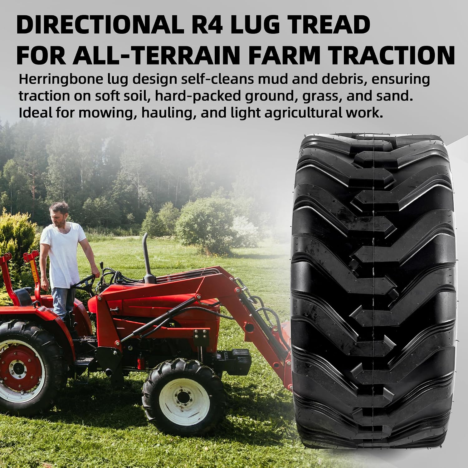 AR-PRO (2-Pack) 18x8.50-10 Garden Tractor Tubeless Tire, Heavy Duty 4-Ply Farm & Lawn Tractor Tire, 780lbs Capacity