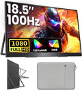 Upperizon Portable Monitor 18.5 inch FHD 125% sRGB 100Hz IPS HDR HDMI USB-C Travel Monitor for Laptop MacBook PC Surface PS5 Xbox, Large External Display with Kickstand & Speakers, VESA Compatible