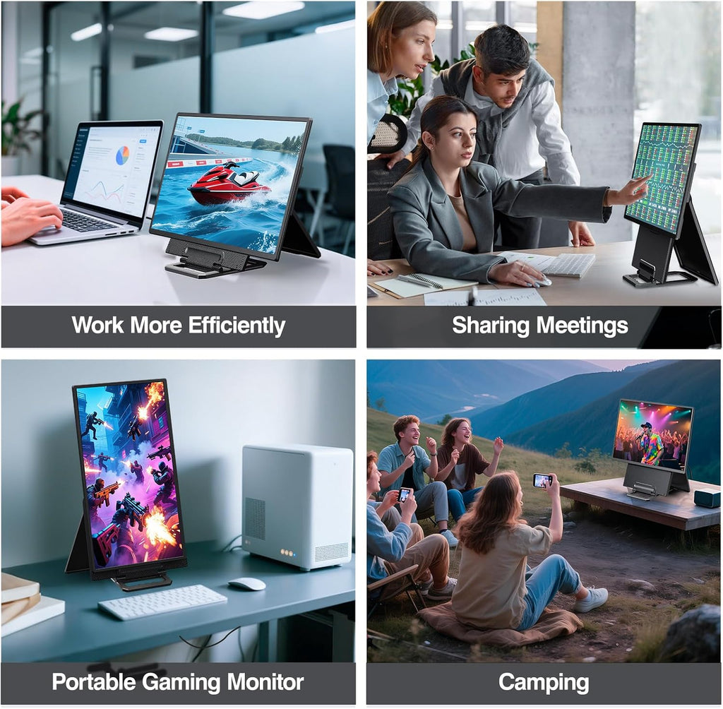 23.8'' Portable Monitor,FHD 1080P 100Hz IPS Laptop Screen Extender,USB-C HDMI Large Office Gaming Second Monitor Extender with Detachable Stand for Mac Windows PS5 Xbox Switch(Built-in Speakers)