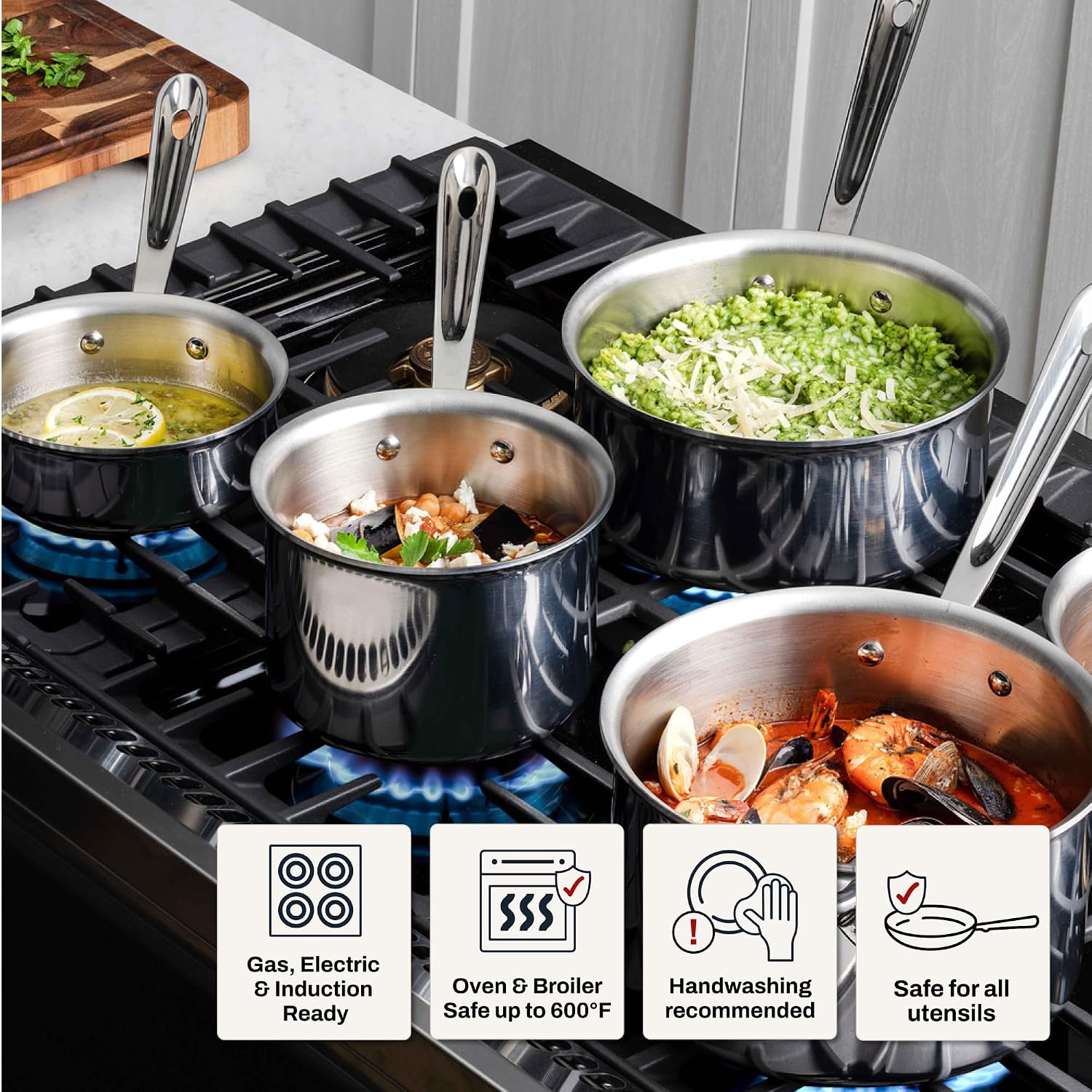 All-Clad D3® Stainless Steel 2 Quart Sauce Pan With Lid- Made in the USA- The Original Bonded Professional Cookware- Oven Safe & Induction Compatible