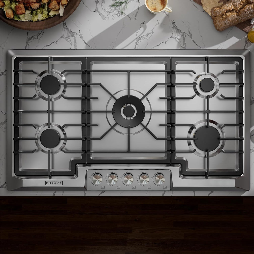 Empava 36' Stainless Steel 5 Italy Sabaf Burners Stove Top Gas Cooktop EMPV-36GC881