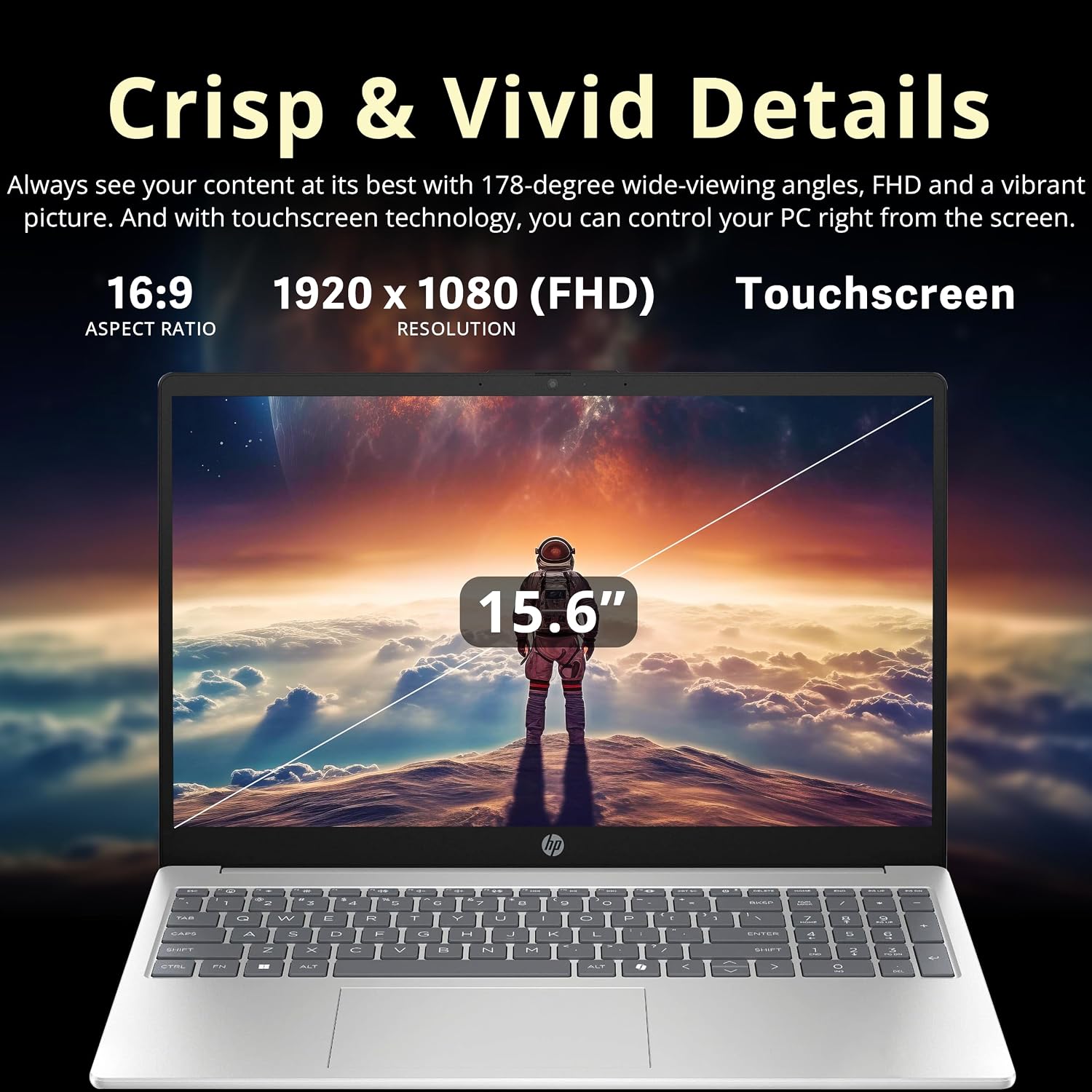 HP 15.6' FHD Touchscreen Laptop, Intel i5-1334U, 16GB DDR4 RAM, 1.5TB Storage (512GB SSD+1TB Docking Station Set), Intel Graphics, Copilot AI, Num Pad, Webcam, Wi-Fi 6, Win 11, Silver