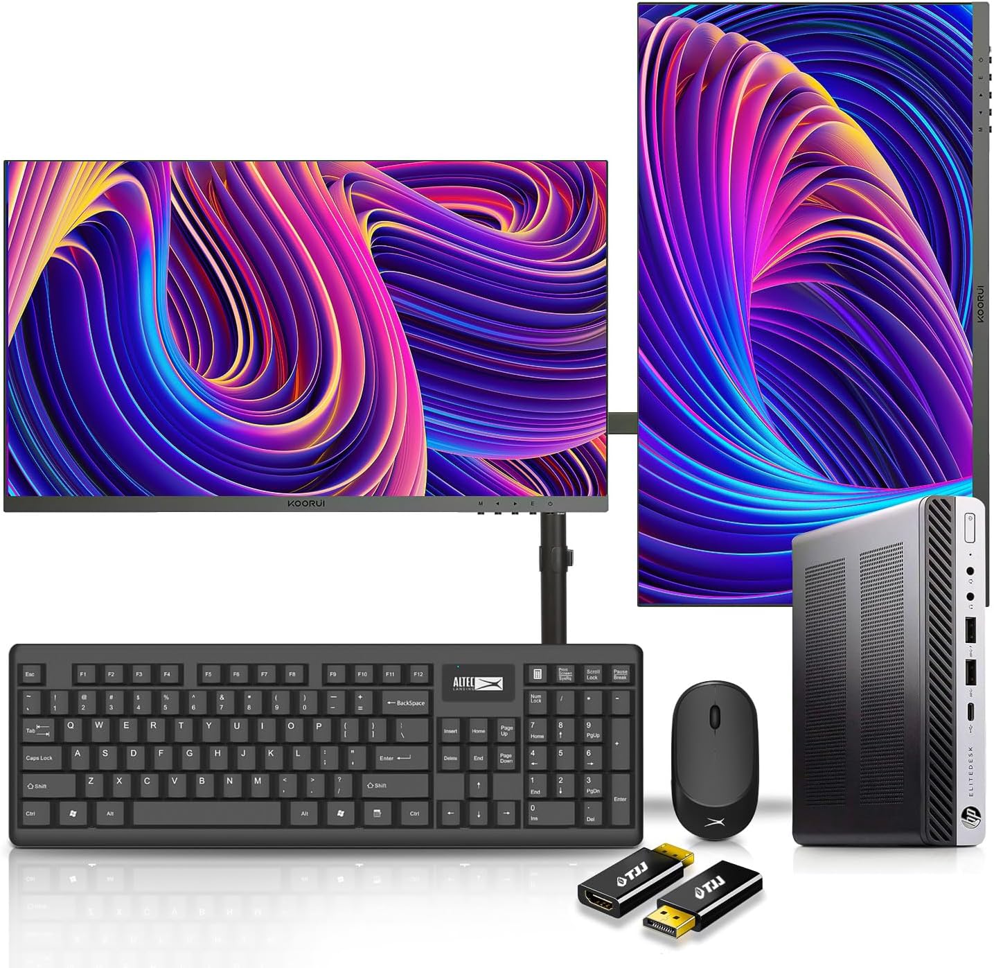 HP EliteDesk 800 G4 DM Dual 22 inch Computer Monitors and Mount Bundle, Intel i5-8500,16GB Ram 512GB NVMe SSD,WiFi,Windows 11 (Renewed)