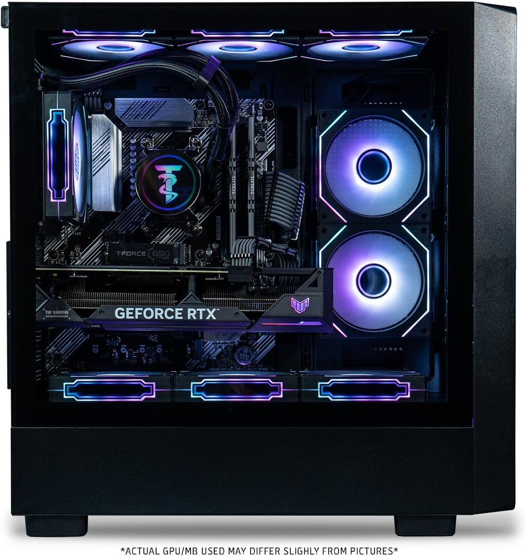 ViprTech Overlord Wood Gaming PC - AMD Ryzen 7 (4.4Ghz Turbo), RTX 5050 8GB, 16GB DDR4 RAM, 1TB SSD, 700W PSU, Black Wood Case, RGB Keyboard Mouse, VR-Ready, WiFi BT, Computer Tower Prebuilt