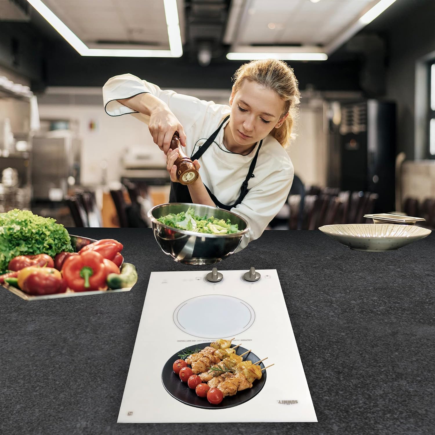 Summit 12' 2 Burner Electric Cooktop. 220-240 Volt Radiant Cooktop, ADA Compliant, White- CR2220WHE