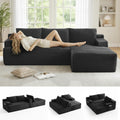 Modular Sectional Sofa Couches, 96' L-Shaped Cloud Boneless Couch with Right Chaise Lounge & Side Pockets for Living Room | No Assembly Required | Corduroy Fabric, Black