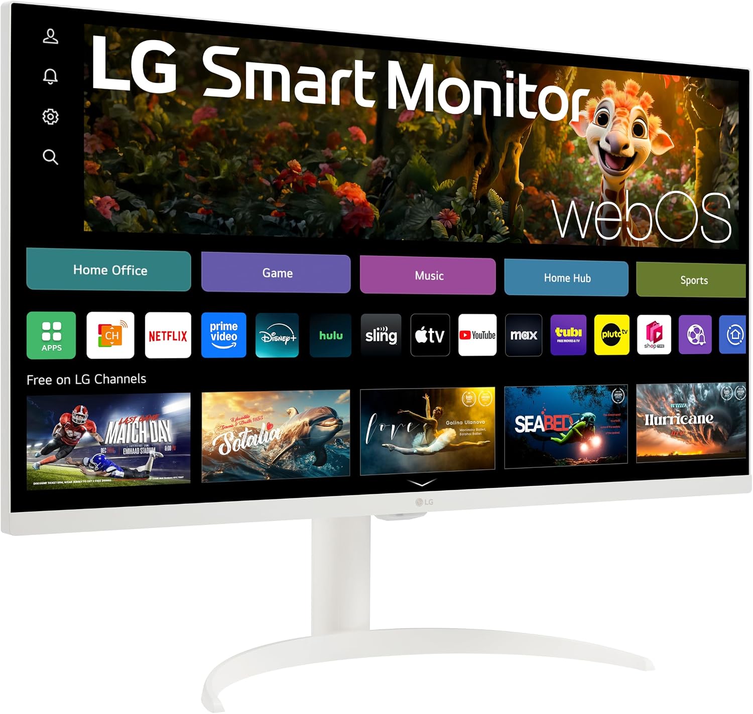 LG 32SR75U-W 32-inch Smart Monitor with Steaming TV, 4K UHD (3840 x 2160), HDR10, USB Type-C 65W PD, webOS, Screen Share, Bluetooth, Built-in Speaker, HDMI, USB, Remove Control, White