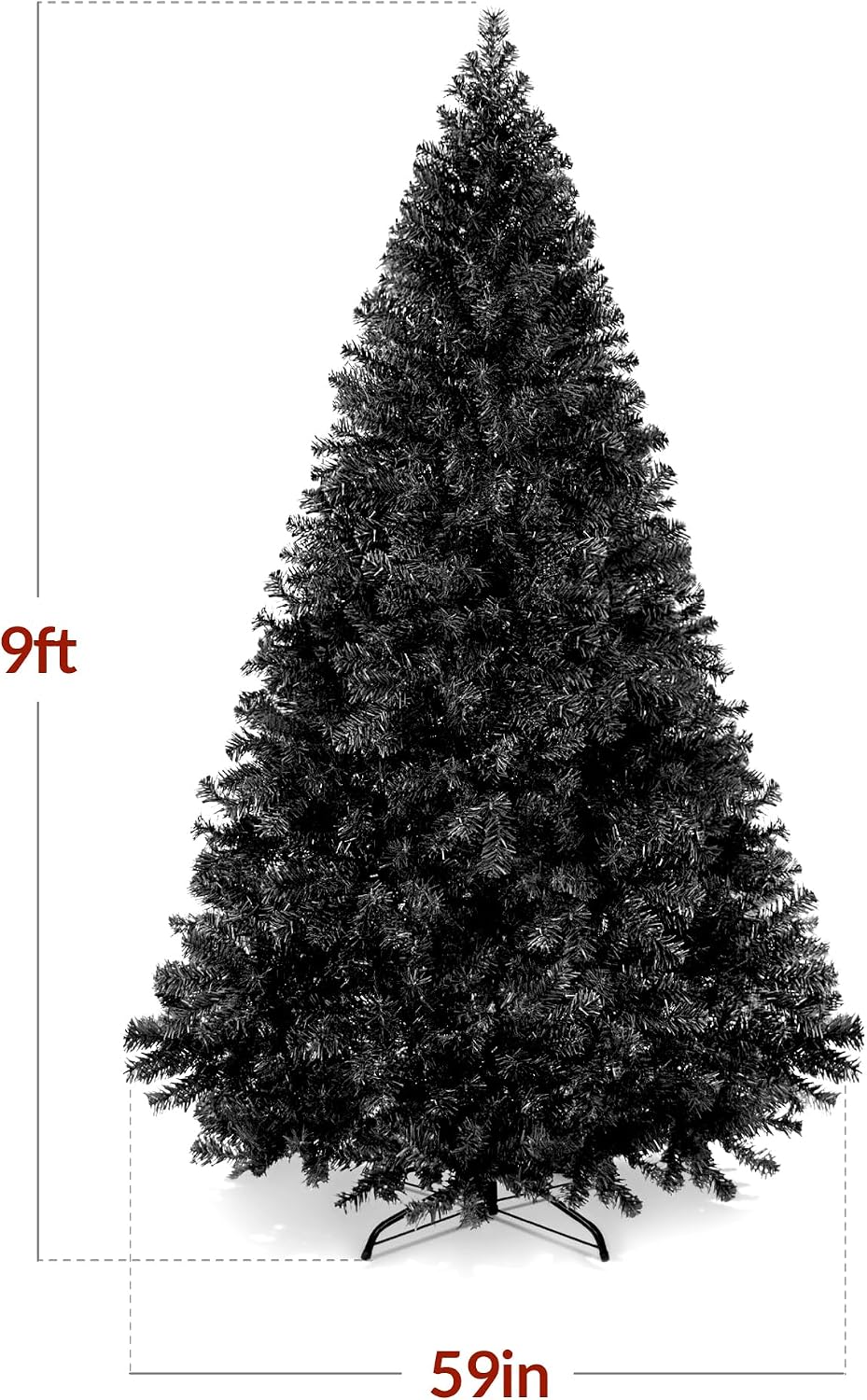Best Choice Products Artificial Christmas Tree, 9ft Premium Unlit Pine Design, Dense Branches Realistic Holiday Décor w/Easy Assembly - Black