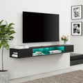 WAMPAT Floating Entertainment Center for 80 Inch TV,TV Stand Wall Mounted with LED Light, Floating TV Shelf Under TV for Living Room, Bedroom, Black