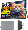 Upperizon Portable Monitor 15.6 inch 4K UHD 3840X2160 145% sRGB IPS HDR HDMI USB-C Travel Monitor for Laptop MacBook PC Surface PS5 Xbox, External Display with Kickstand & Speakers, VESA Compatible