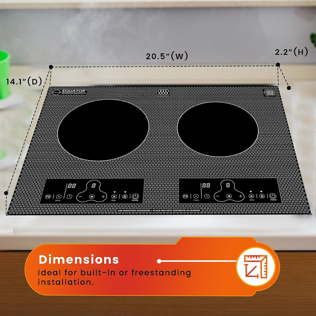 Equator 20' Built-In/Freestanding 2 Burner HORIZONTAL Induction Cooktop 110V