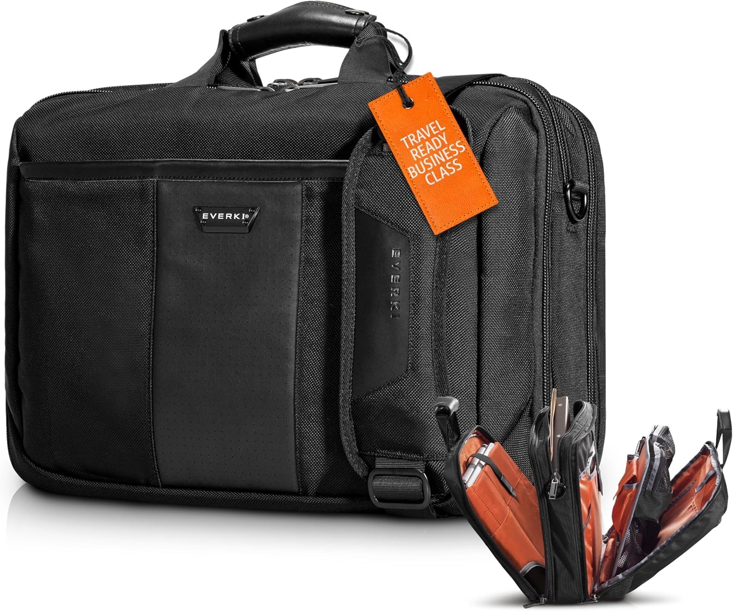 EVERKI Versa Laptop Briefcase Bag – Heavy-Duty Computer Bag for Laptops 13–17.3', Water-Resistant Travel Bag with Multiple Pockets for Business, Stylish Laptop Bag for Men & Women – Black (EKB427BK17)