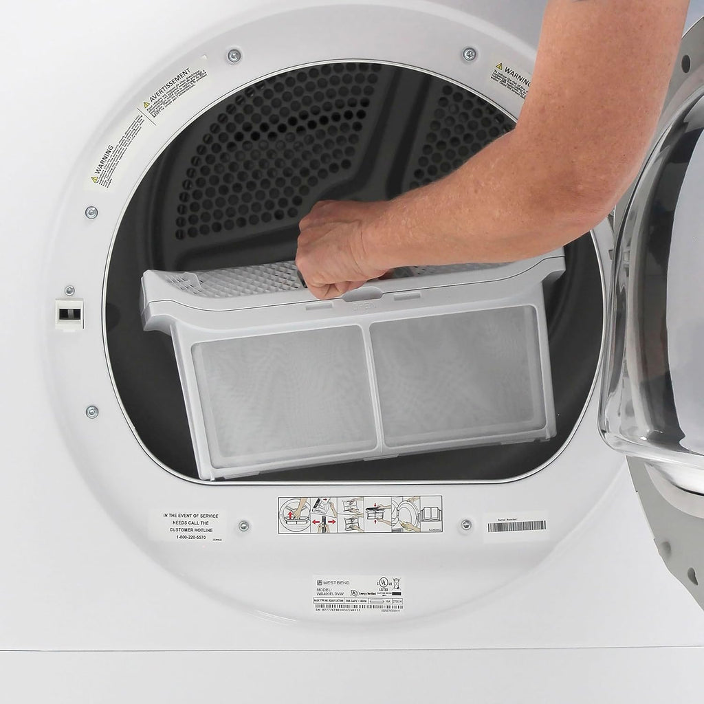 West Bend Clothes Dryer Compact Portable Front Loading for Laundry, Auto and Timed Dry Settings and Anti-Wrinkle, Perfect for Apartments, RV and More, 4-Cu.Ft, White