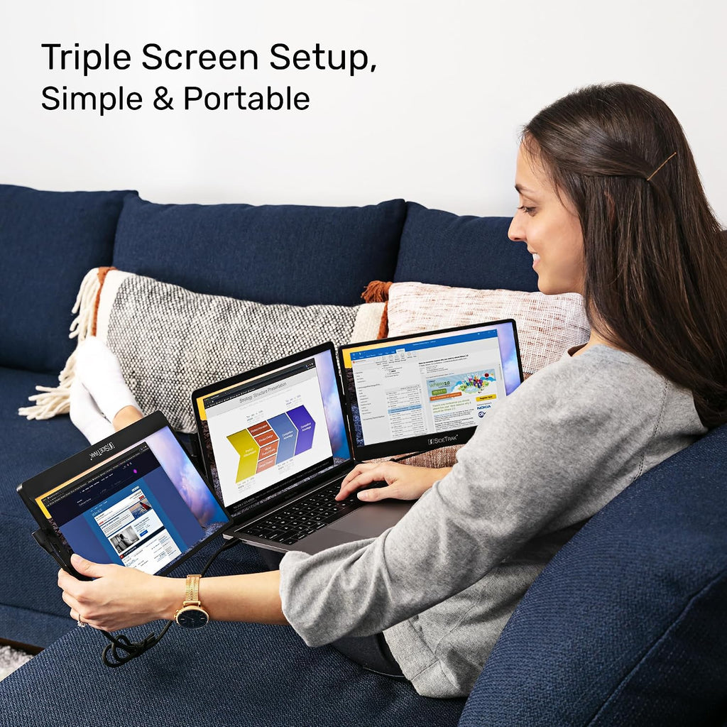 SideTrak Swivel 12.5' Portable Monitor for Laptop, Patented Swivel Hinge, Triple Screen Laptop Setup | FHD Dual Screen w/Kickstand, USB-C® & HDMI, Mac, PC, Chrome Compatible (Triple Monitor)