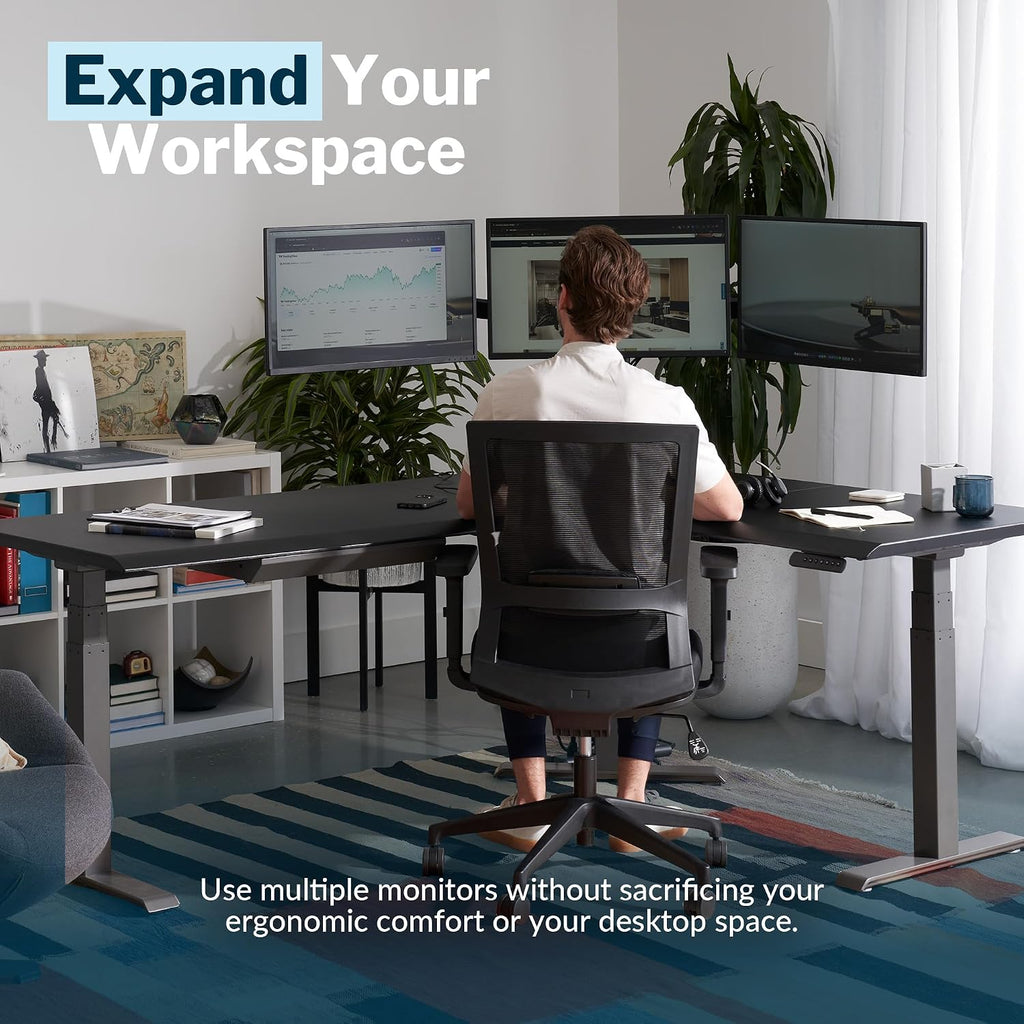Vari Triple Monitor Arm - VariDesk 3 Computer Monitor Mount Accessory - VESA Compatible Stand with 180 Degree Adjustment - Heavy Duty Articulating Arm - Black