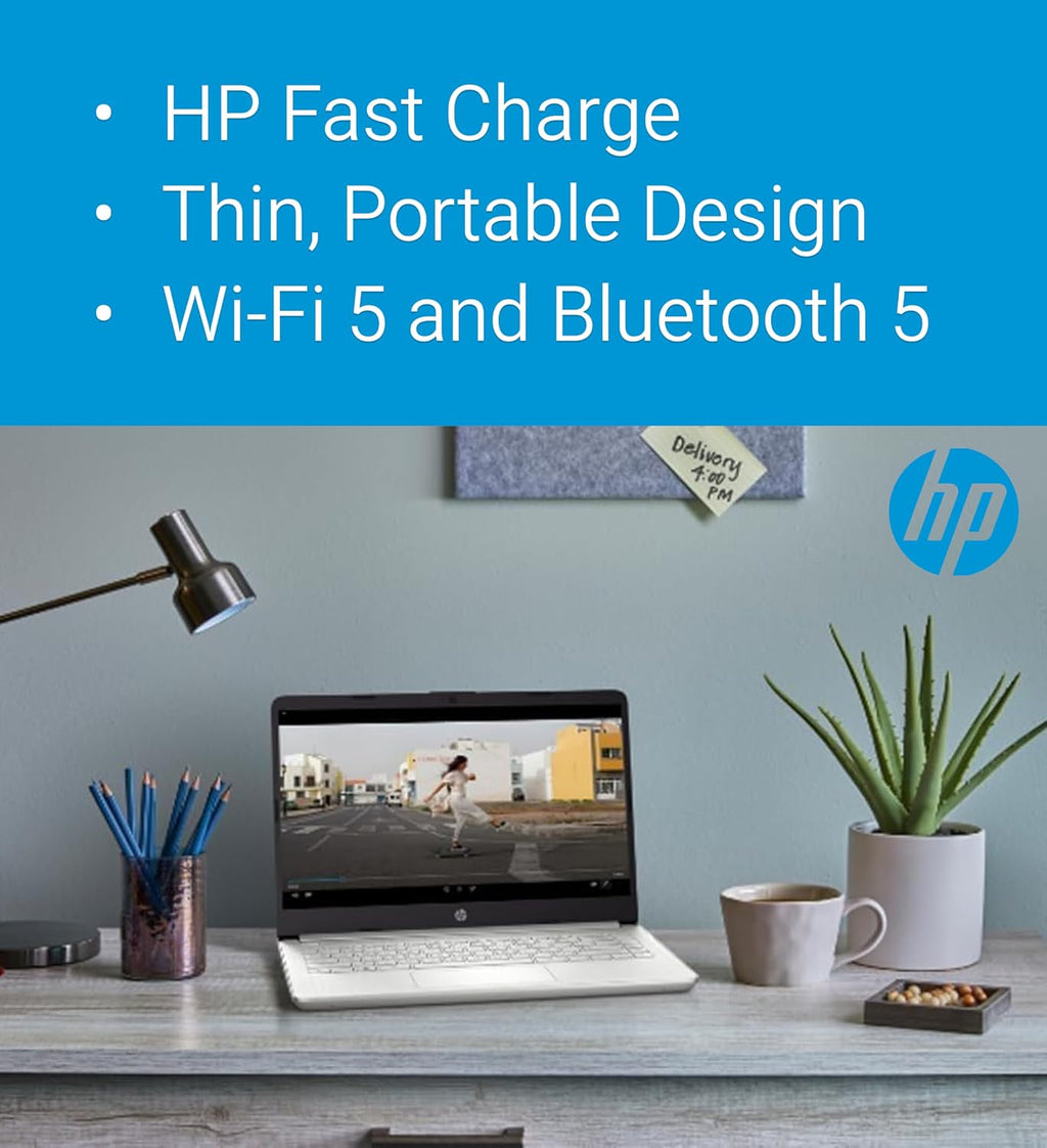 HP 14' Ultra Light Laptop for Student & Home (Intel Quad-Core N4120, 4GB RAM, 192GB(64GB + 128GB SD), 1-Year Office 365) 11-Hr Long Battery Life, Webcam, WiFi, Win 11 Home in S Mode - Snow White